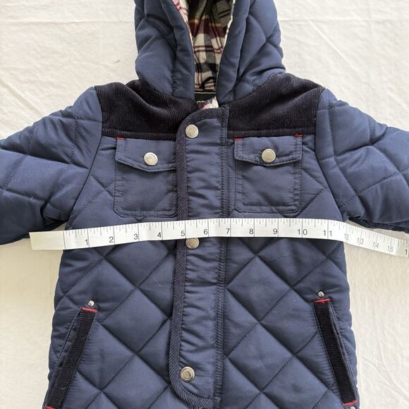Infant Snow Suit Rothschild Navy Blue Quilted Fleece Lined Hooded Size 12M NWT - Picture 2 of 5
